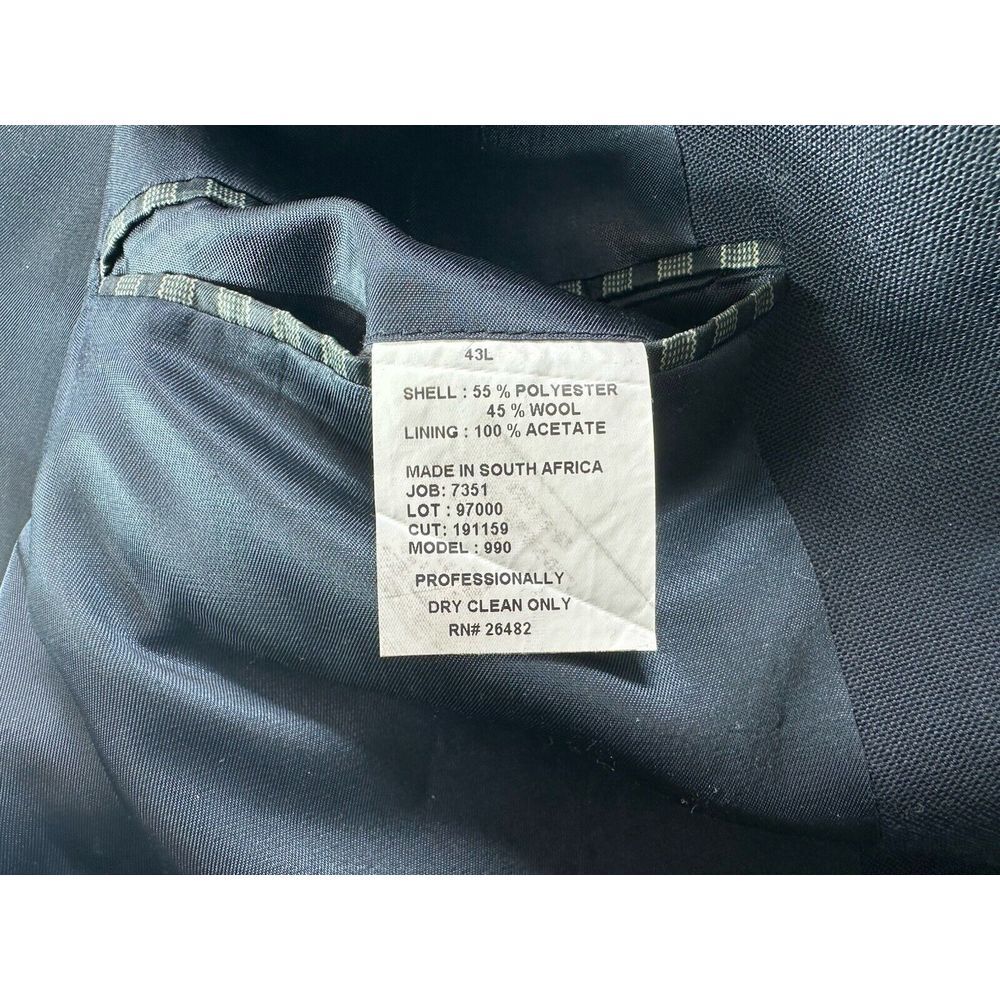 Palm Beach Navy Blue Wimbledon Gold Button Blazer Mens 43L Sport Coat Hopsack - Picture 14 of 14